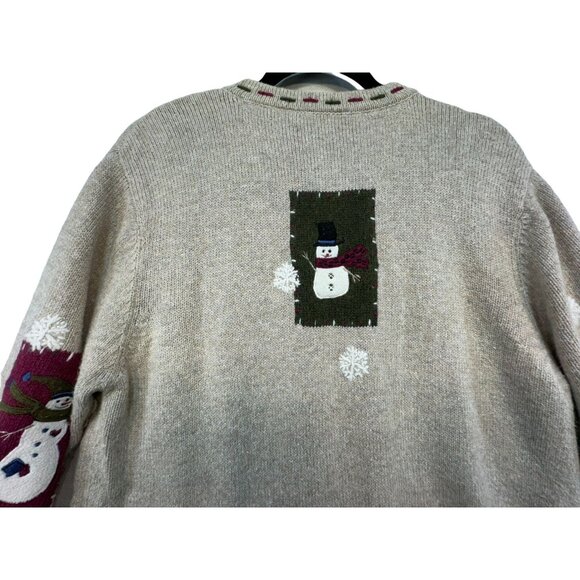 Croft & Barrow Womens Snowman Cardigan Sweater  M Beige & Multicolor Wool Blend - Picture 12 of 12